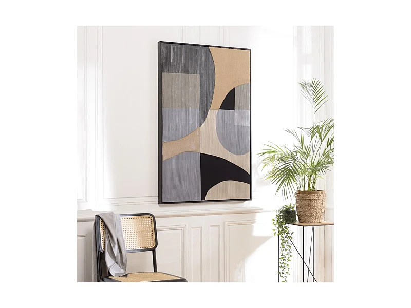 HOMER - Décoration murale 83x123cm formes abstraites n°1, cadre noir