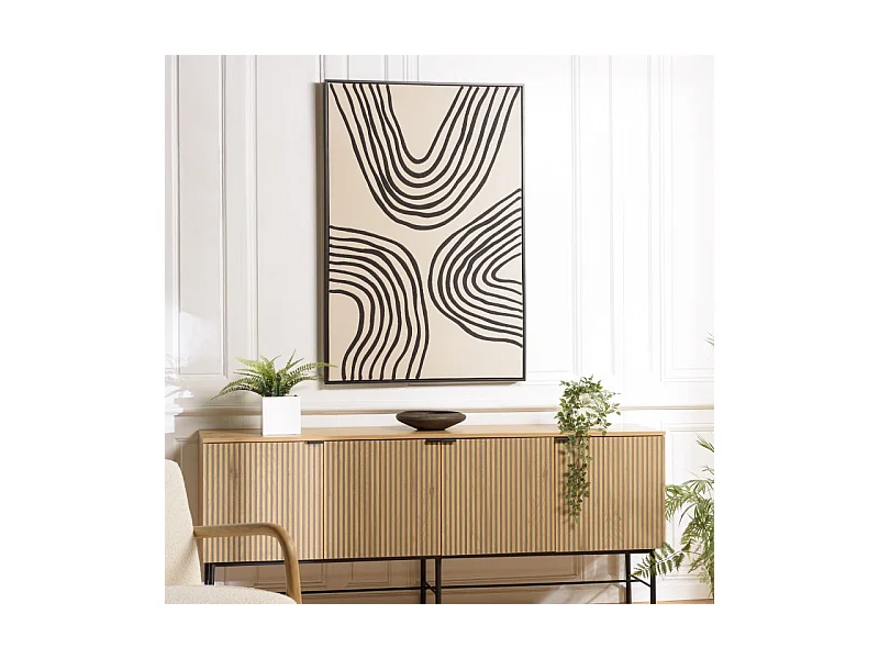 HOMER - Décoration murale B - 83x123cm lignes abstraites, cadre noir