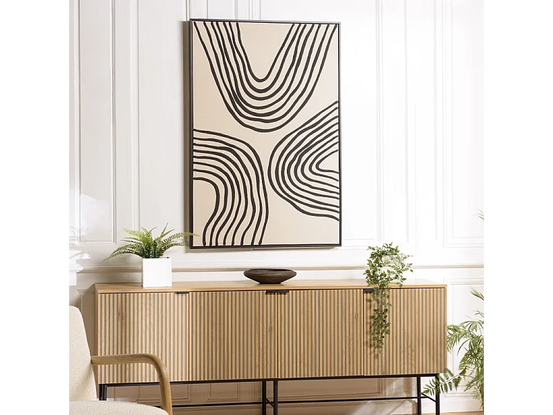 HOMER - Décoration murale B - 83x123cm lignes abstraites, cadre noir