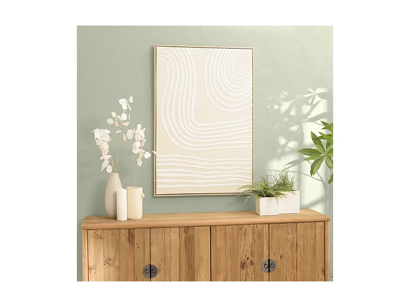 HOMER - Décoration murale 83x123cm lignes abstraites, cadre naturel