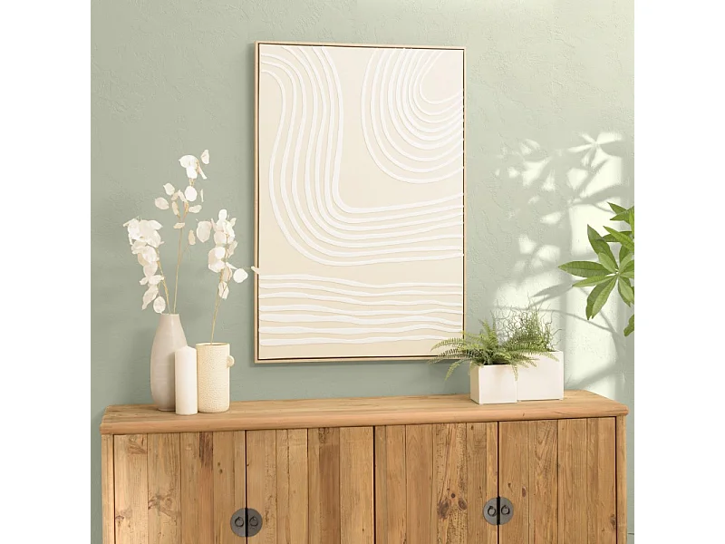 HOMER - Décoration murale 83x123cm lignes abstraites, cadre naturel
