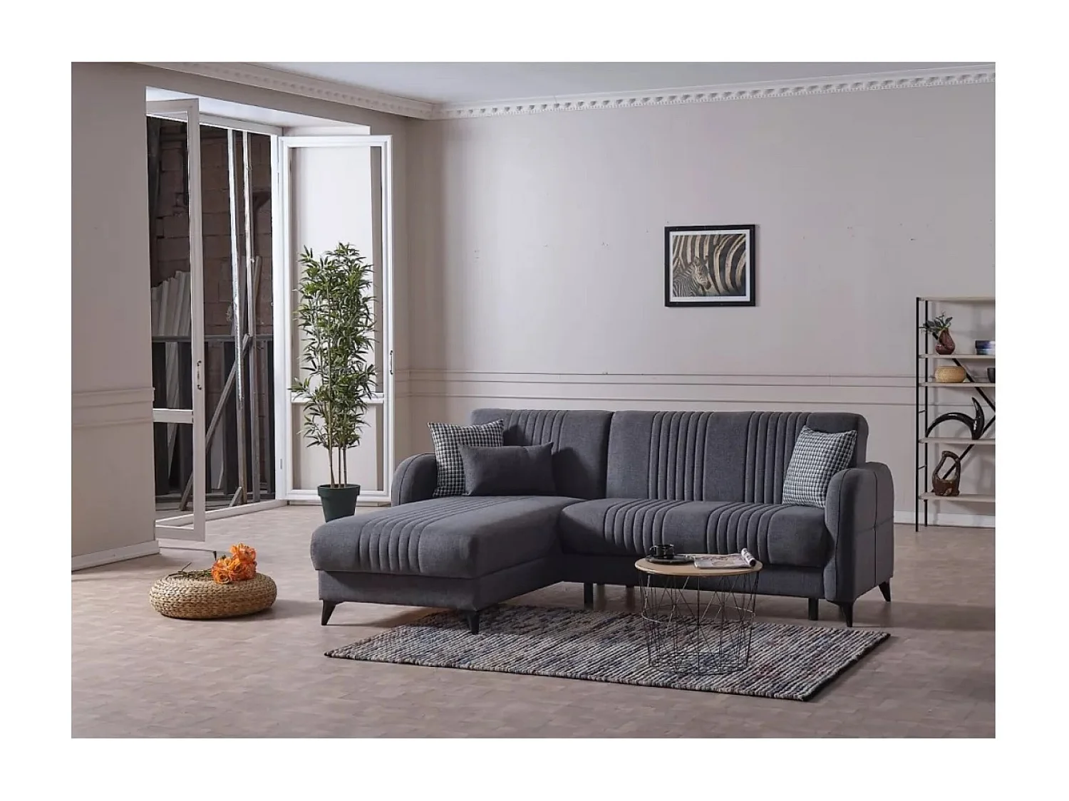 Ecksofa Linea L /Stoffbezug/Anthrazit
