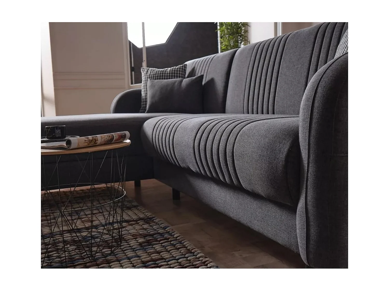 Ecksofa Linea L /Stoffbezug/Anthrazit
