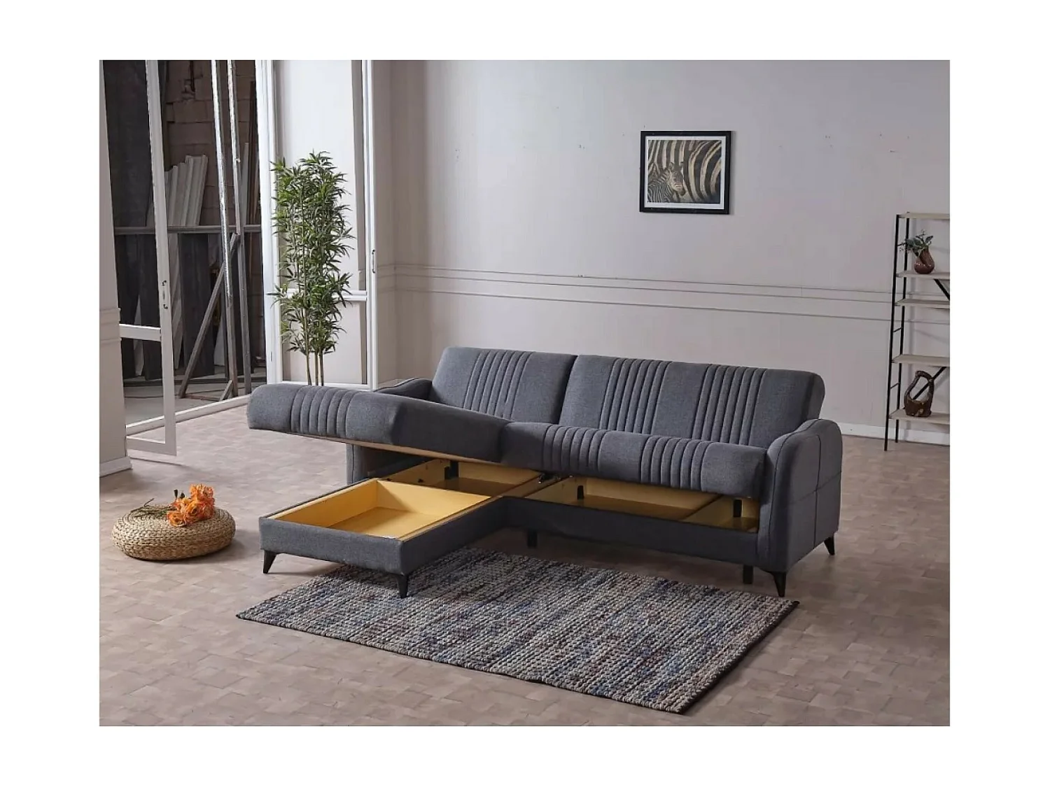 Ecksofa Linea L /Stoffbezug/Anthrazit