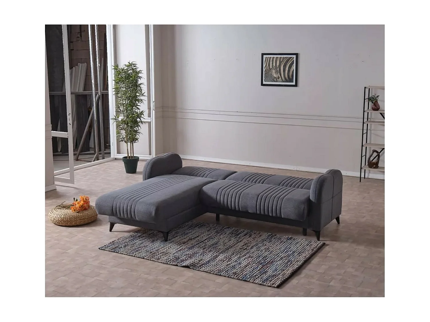 Ecksofa Linea L /Stoffbezug/Anthrazit