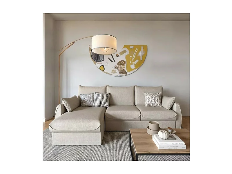 Ecksofa Naomi L/Stoffbezug/Beige