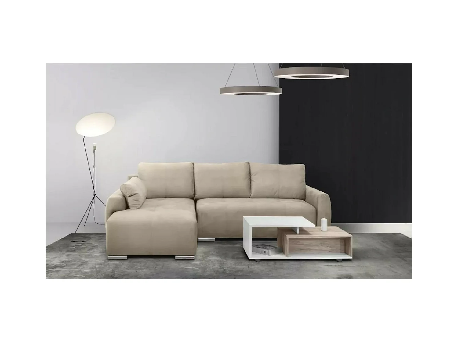 Divano d'angolo Havana L/rivestimento in tessut/Beige