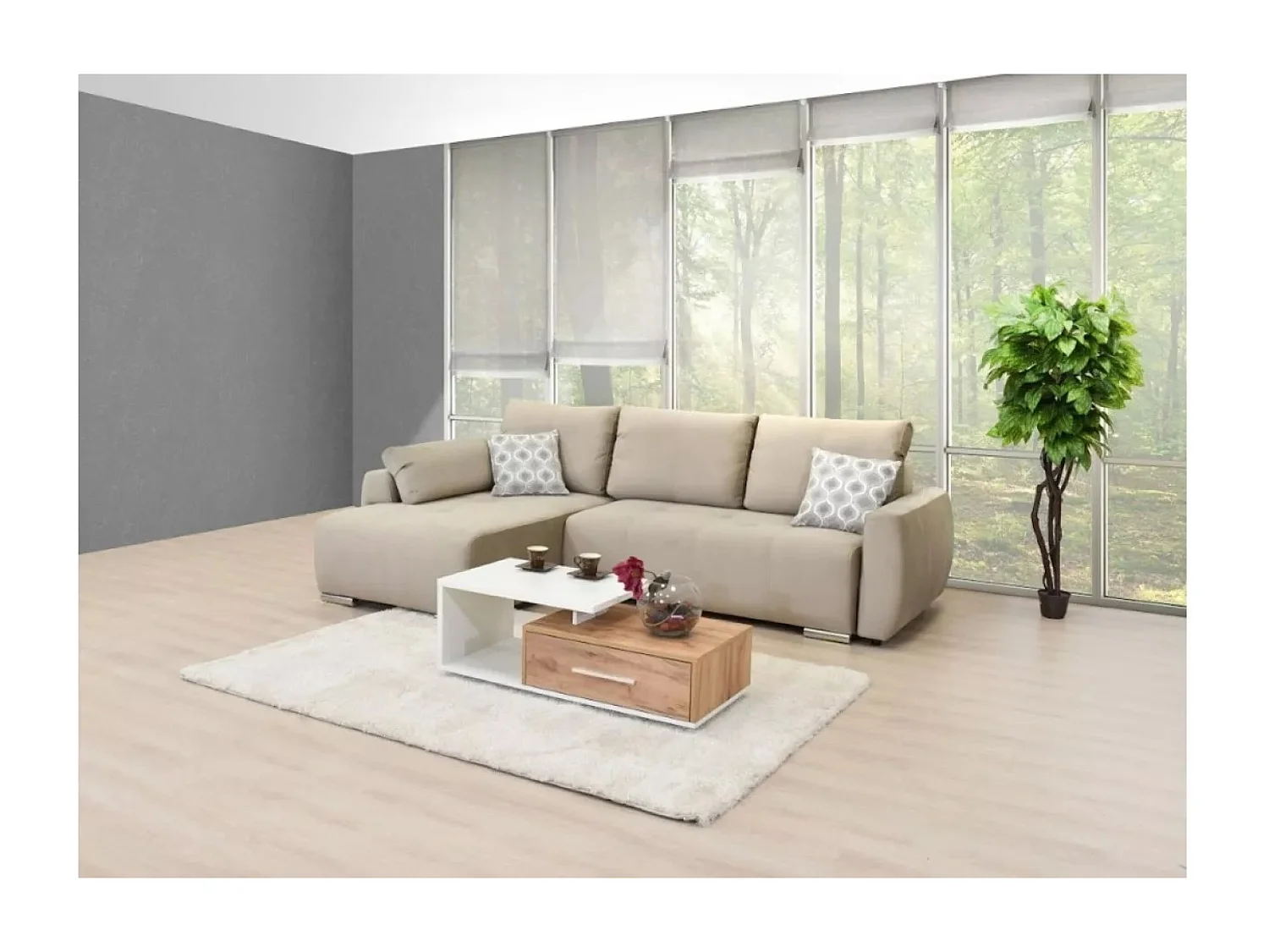 Divano d'angolo Havana L/rivestimento in tessut/Beige