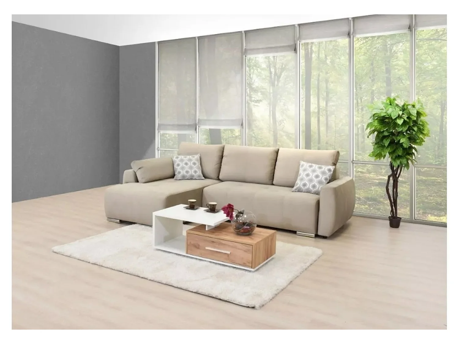 Divano d'angolo Havana L/rivestimento in tessut/Beige