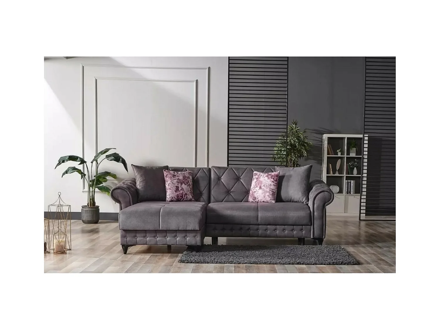 Ecksofa Ibiza L/Stoffbezug/Anthrazit