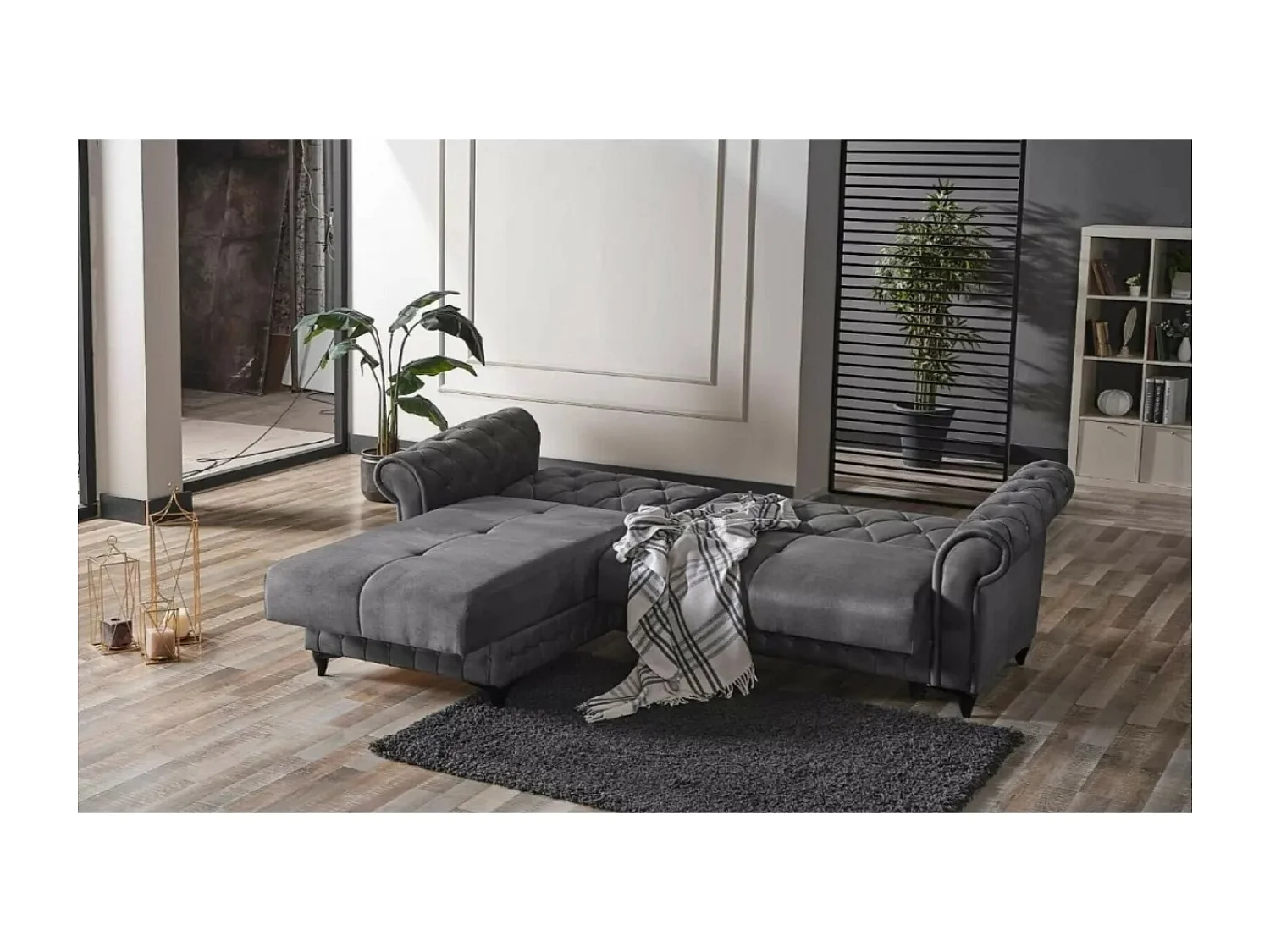Ecksofa Ibiza L/Stoffbezug/Anthrazit