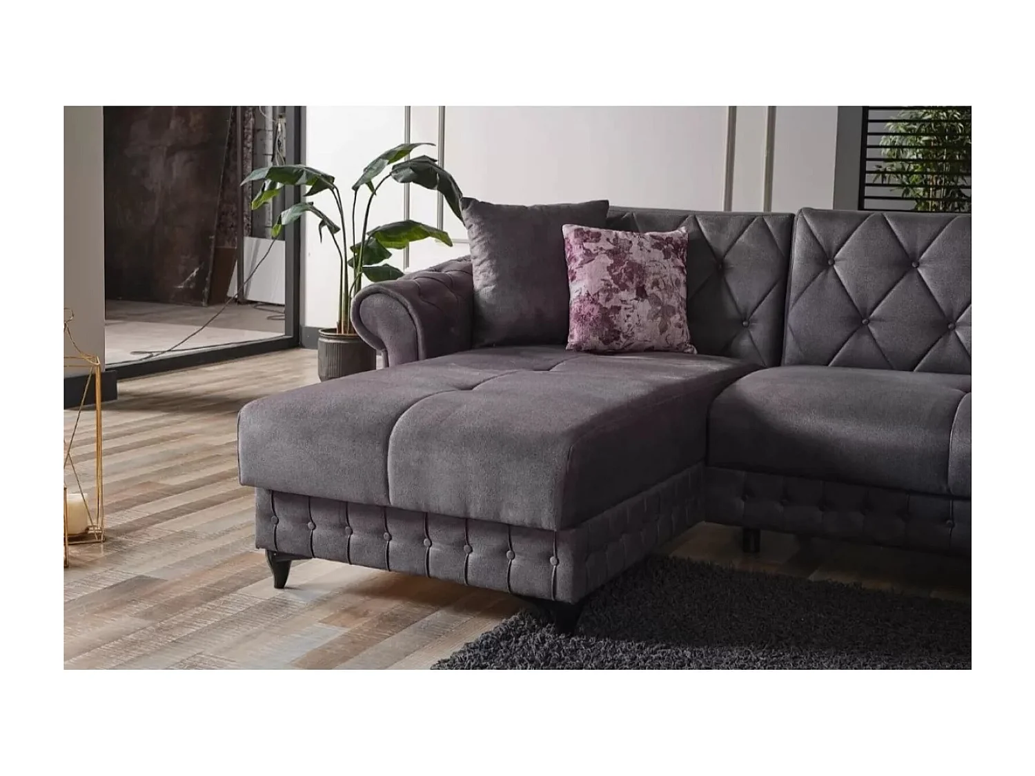 Ecksofa Ibiza L/Stoffbezug/Anthrazit