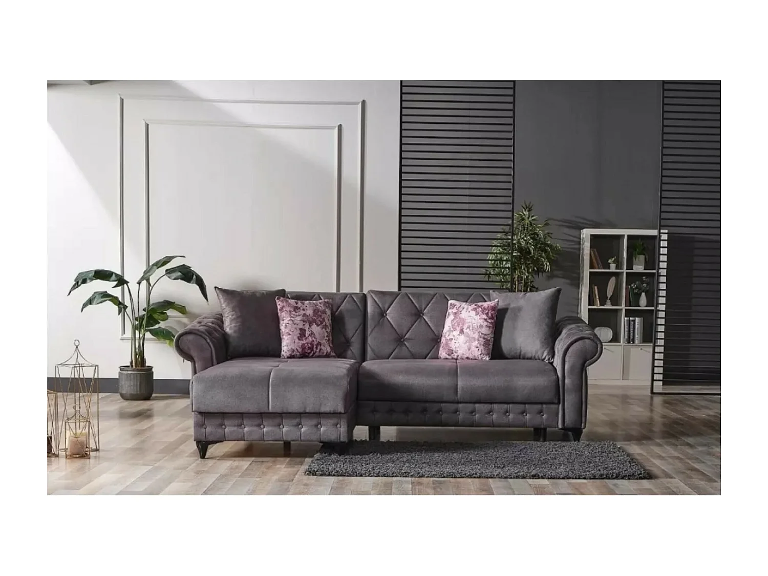 Ecksofa Ibiza L/Stoffbezug/Anthrazit