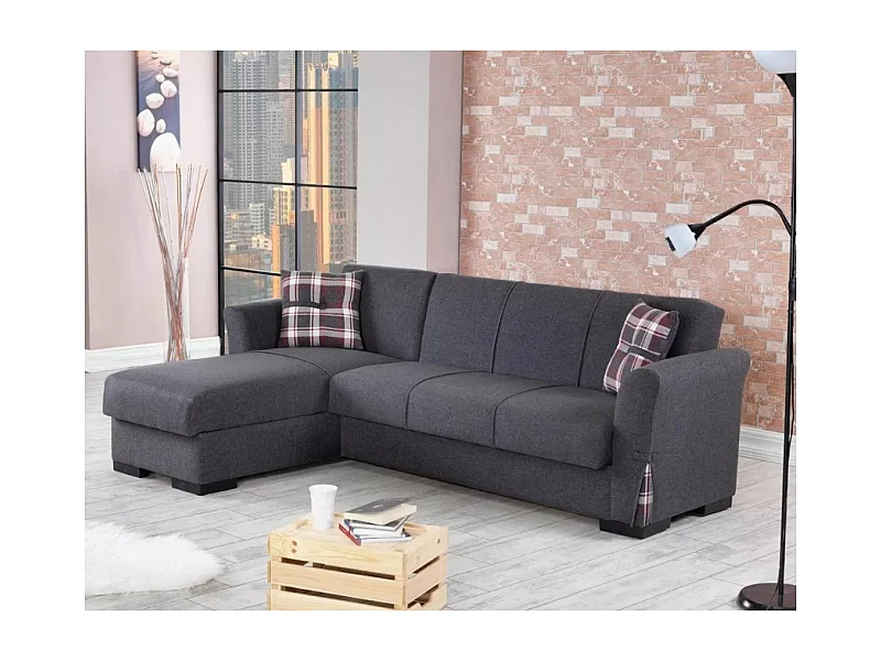 Ecksofa Felipe L/Stoffbezug/Anthrazit