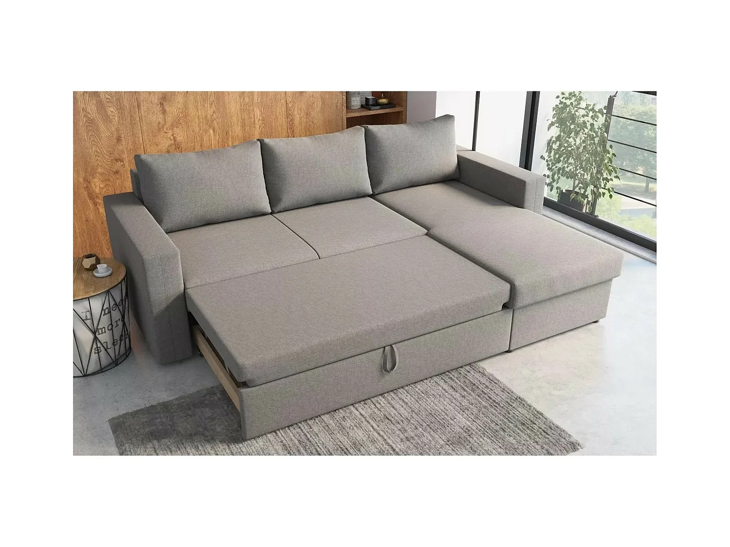 Ecksofa Malaga R/Stoffbezug/Grau