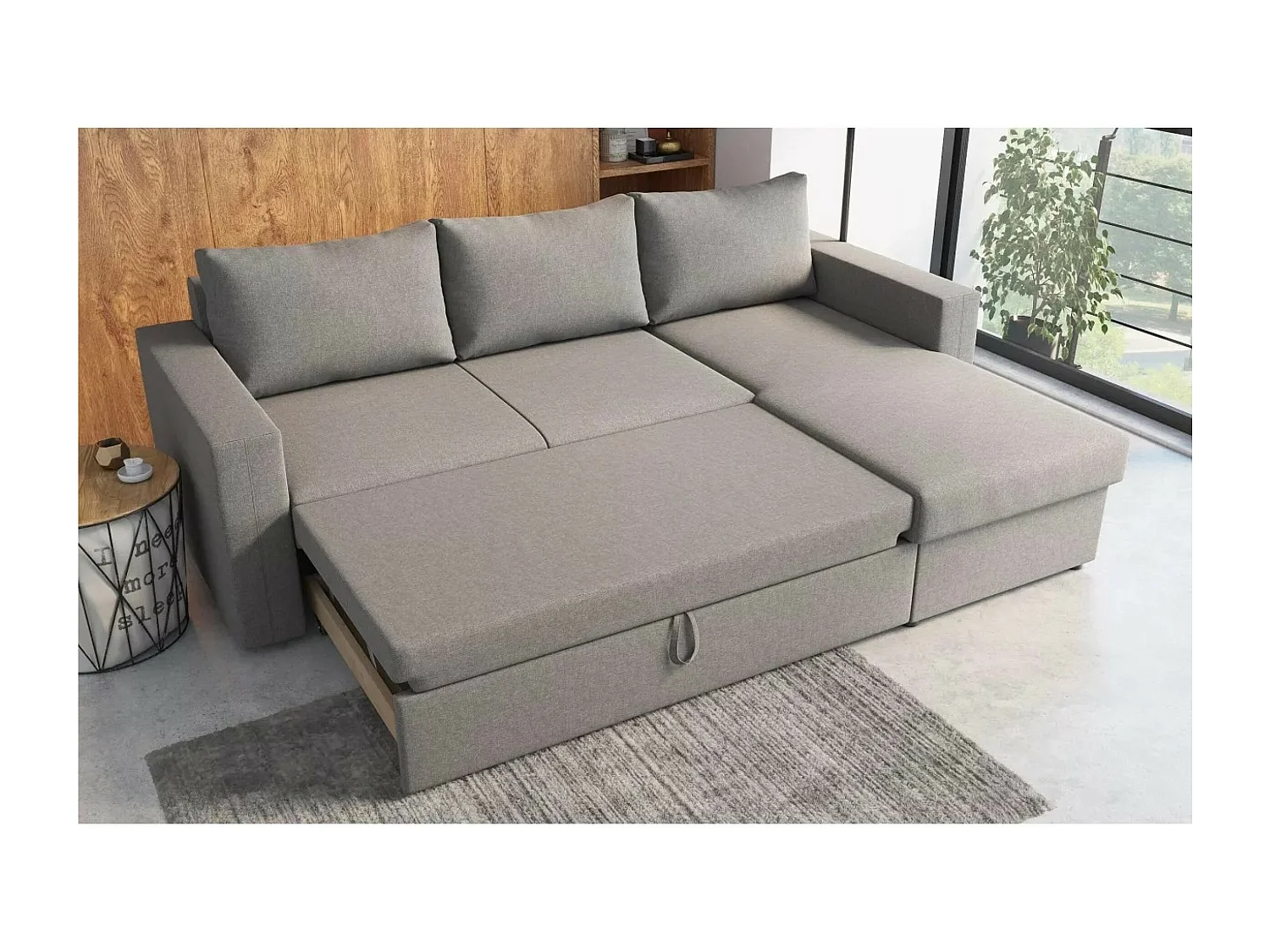 Ecksofa Malaga R/Stoffbezug/Grau