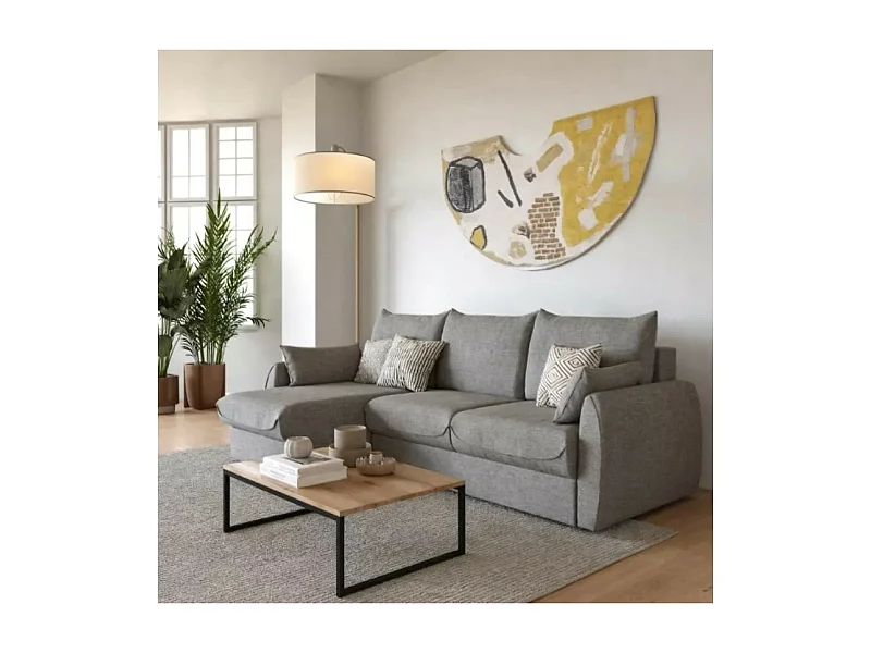 Divano d'angolo Naomi L/rivestimento in tessut/Grigio