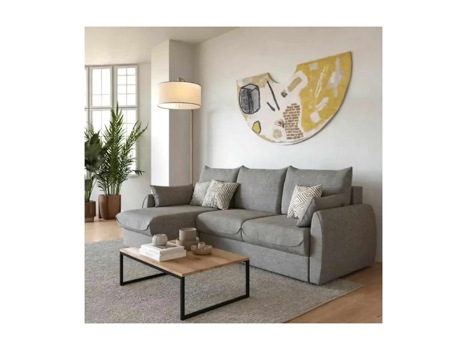 Canapé d'angle Naomi L/revêtement tissu/Gris