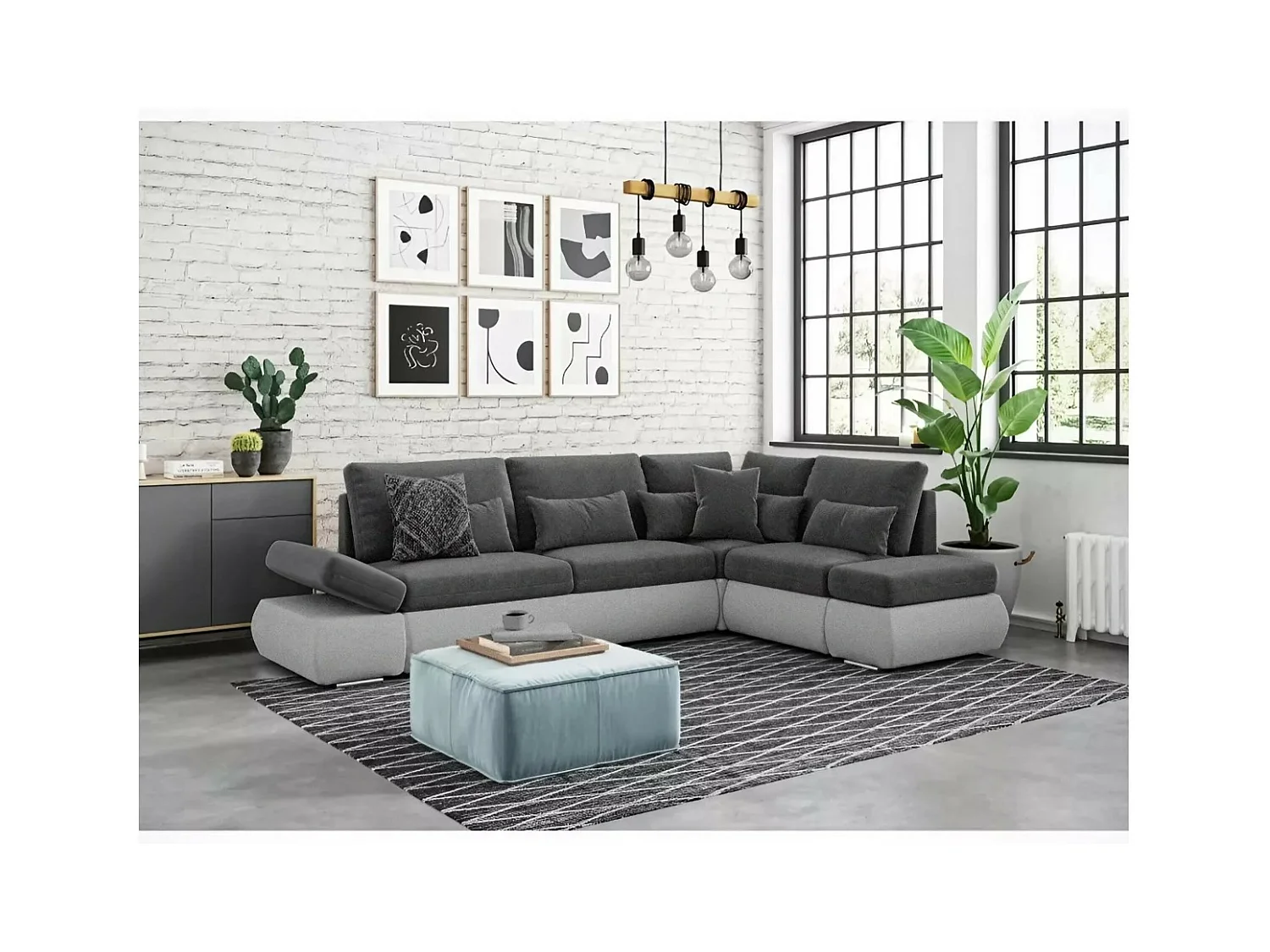 Ecksofa Siena R/Stoffbezug/Anthrazit&Grau