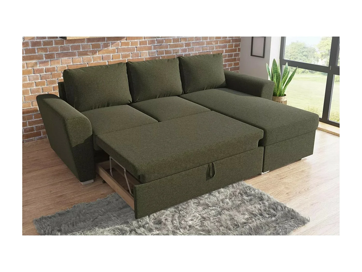 Ecksofa Seville R/Stoffbezug/Grün