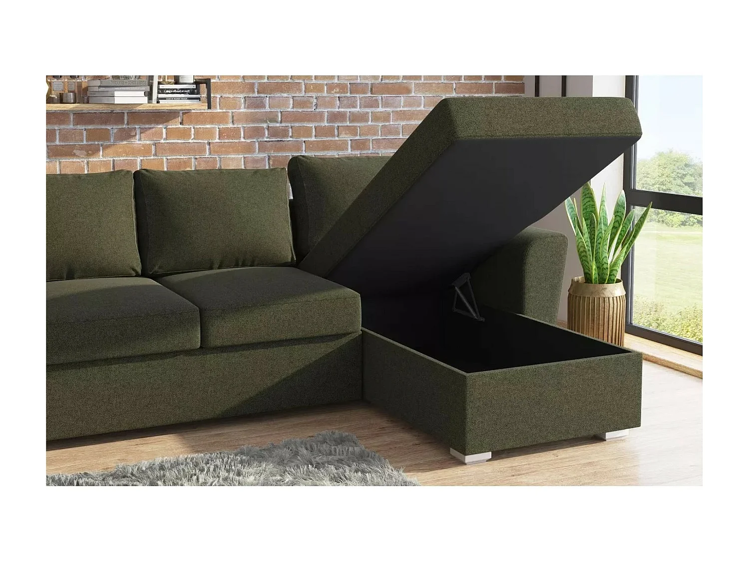 Ecksofa Seville R/Stoffbezug/Grün