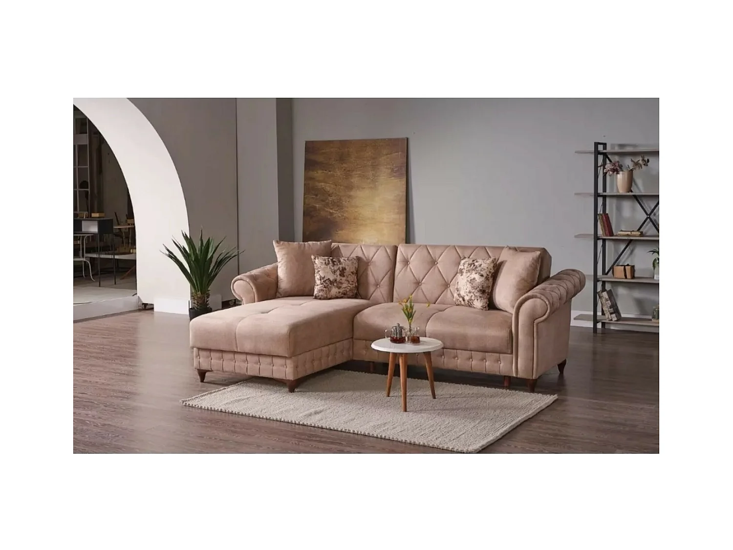 Ecksofa Ibiza L/Stoffbezug/Braun