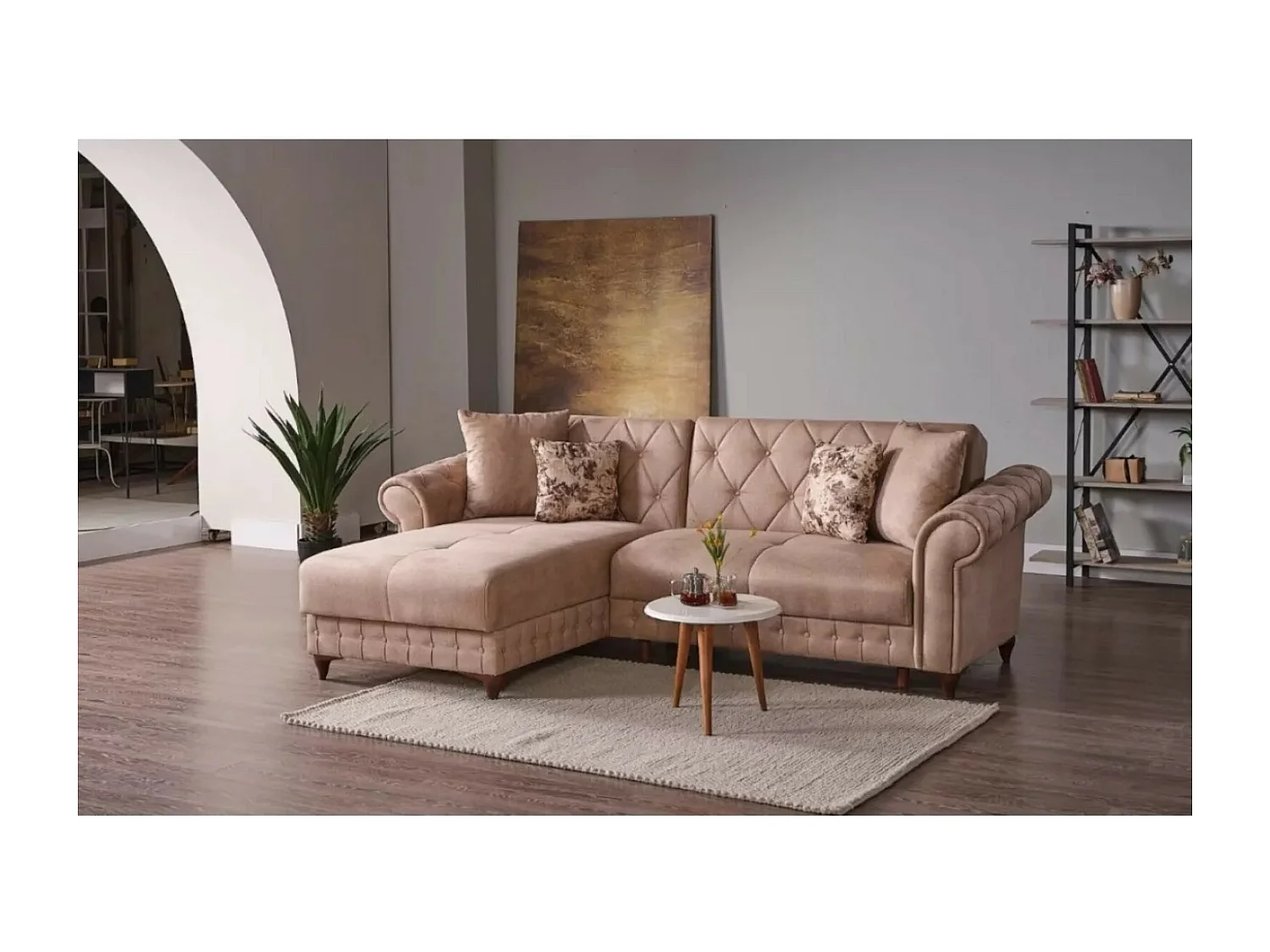 Ecksofa Ibiza L/Stoffbezug/Braun