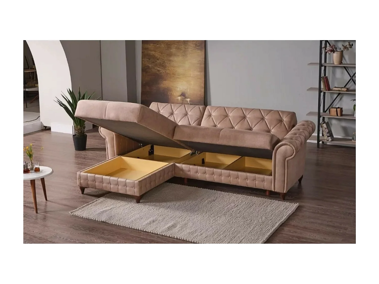 Ecksofa Ibiza L/Stoffbezug/Braun