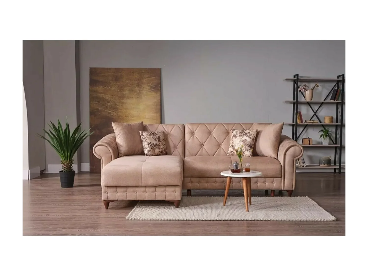 Ecksofa Ibiza L/Stoffbezug/Braun