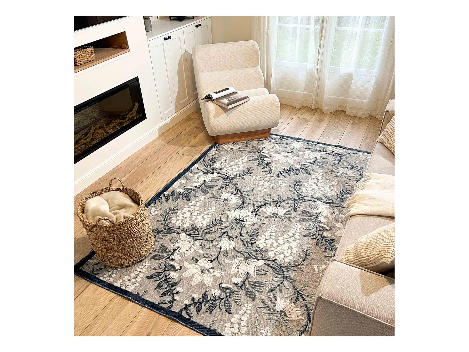 Tapis d'extérieur - 114x170cm - Bleu - Réversible - 100% polypropylène - 1350gr / m² - BALI