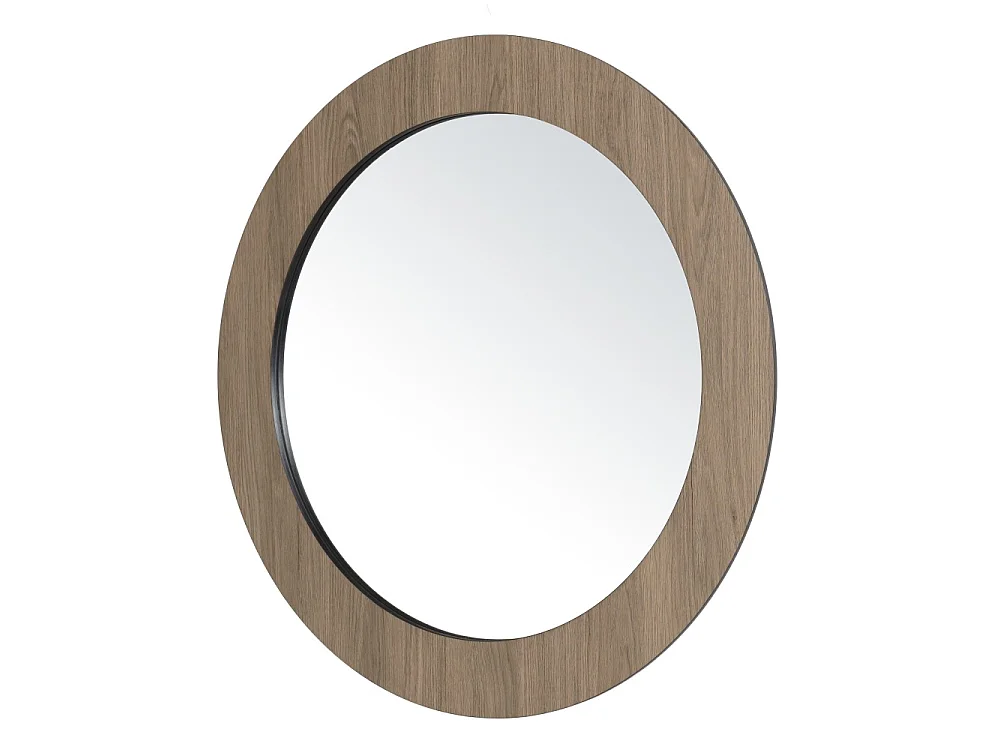 JULIA - Miroir rond D80cm en bois marron