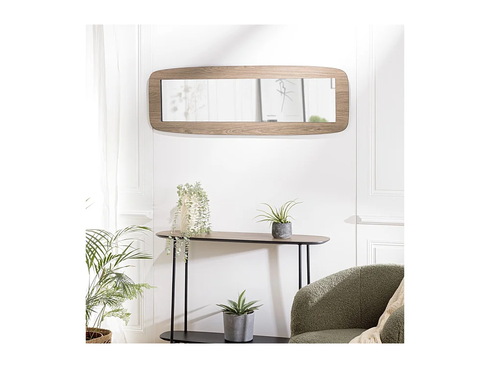 JULIA - Miroir rectangulaire bois 120x40cm angles arrondis marron