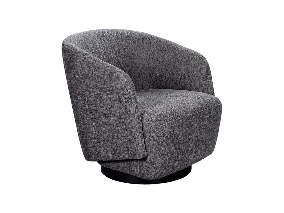 Fauteuil rotatif 360° en tissu doux gris ardoise pied noir – CAMILA