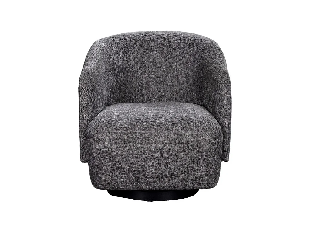 Fauteuil rotatif 360° en tissu doux gris ardoise pied noir – CAMILA