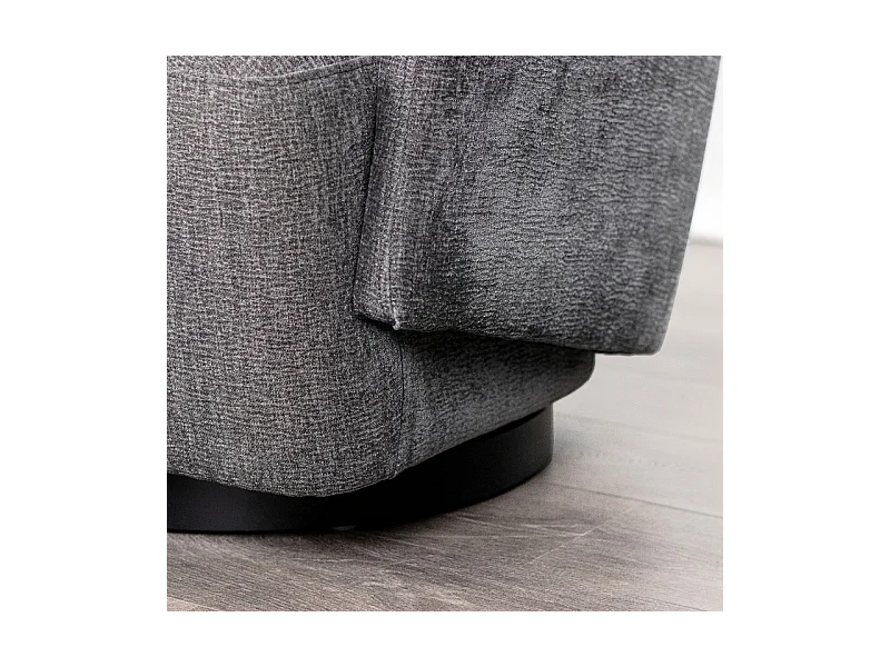 Fauteuil rotatif 360° en tissu doux gris ardoise pied noir – CAMILA