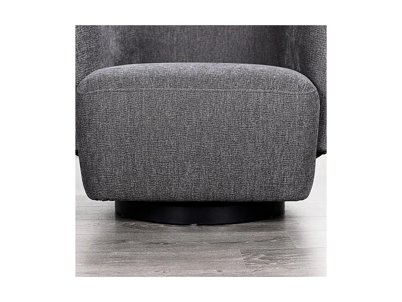 Fauteuil rotatif 360° en tissu doux gris ardoise pied noir – CAMILA