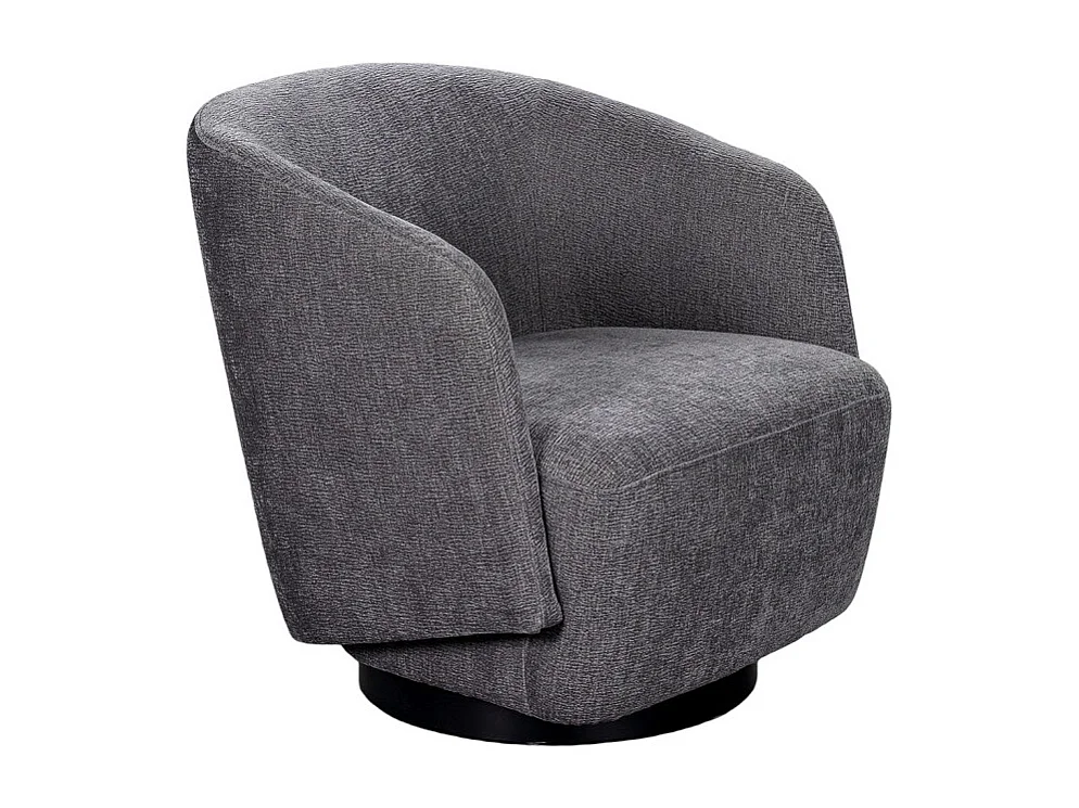 Fauteuil rotatif 360° en tissu doux gris ardoise pied noir – CAMILA