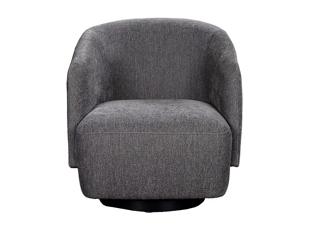 Fauteuil rotatif 360° en tissu doux gris ardoise pied noir – CAMILA