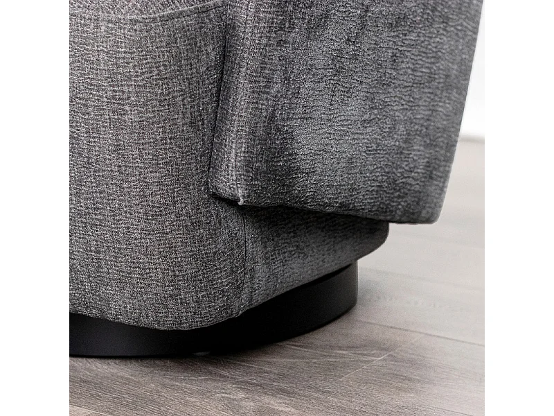 Fauteuil rotatif 360° en tissu doux gris ardoise pied noir – CAMILA