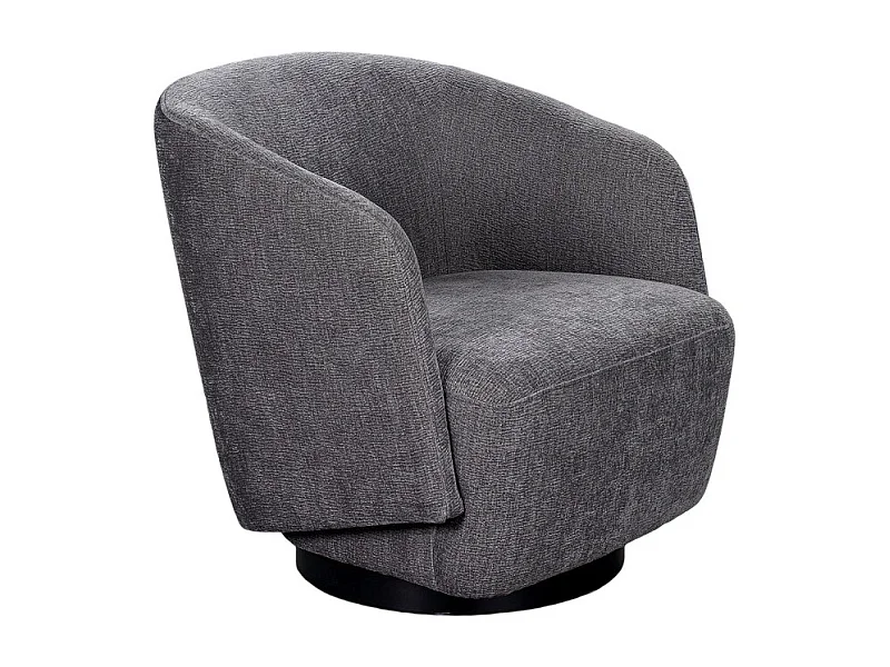 Fauteuil rotatif 360° en tissu doux gris ardoise pied noir – CAMILA