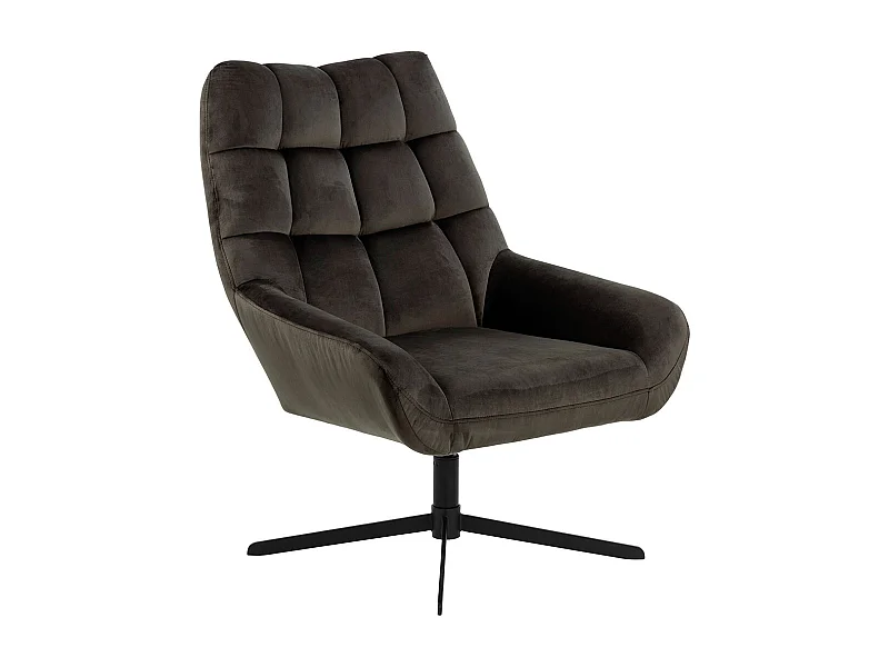 Paris fauteuil fonction pivotante velours gris marron.