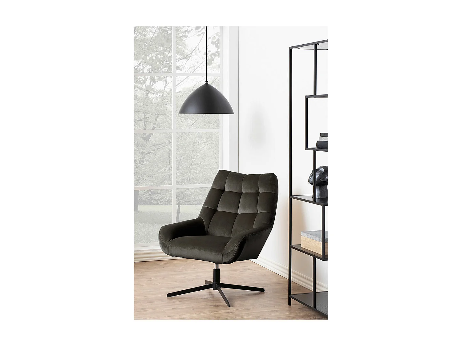 Paris Sessel Drehfunktion Velours graubraun.