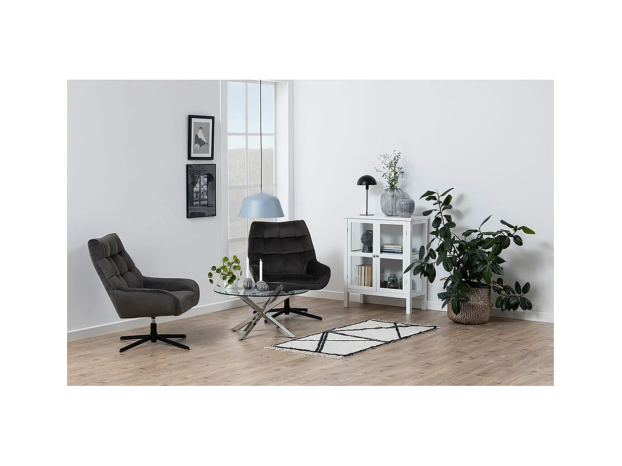 Paris fauteuil fonction pivotante velours gris marron.