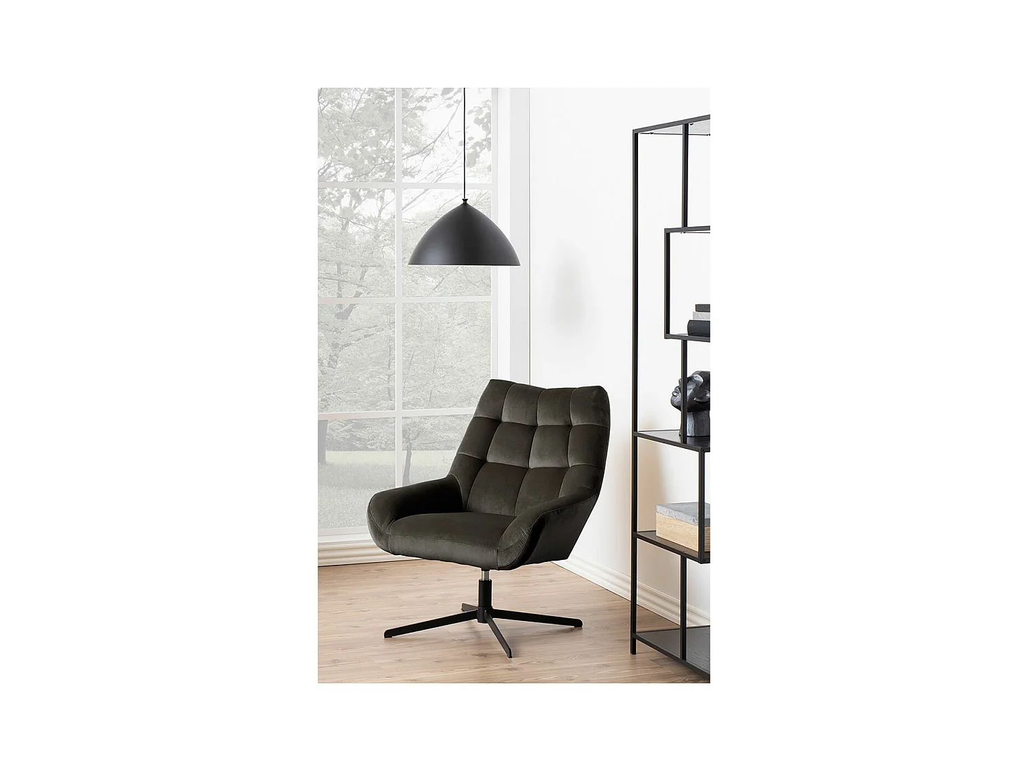 Paris fauteuil fonction pivotante velours gris marron.