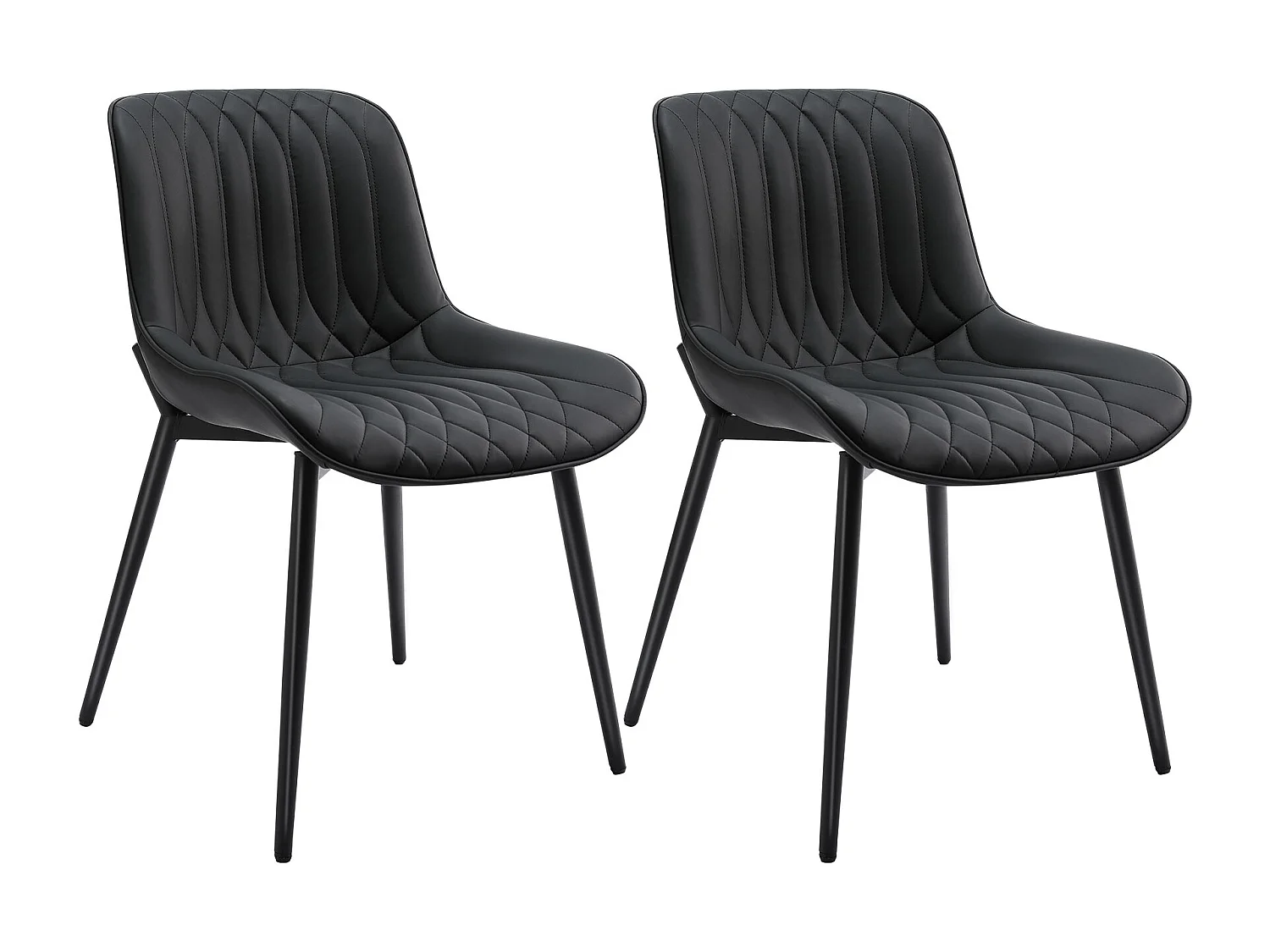 Ensemble de 2 Chaises HOMEMiYN en Cuir Noir Résistant aux Éraflures – Confort Optimal et Solidité Assurée