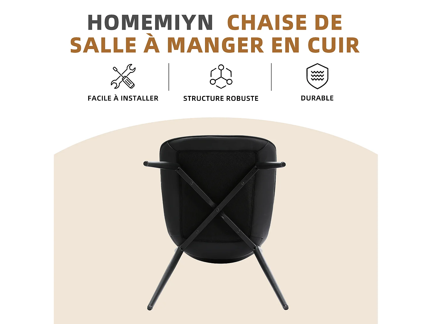 Ensemble de 2 Chaises HOMEMiYN en Cuir Noir Résistant aux Éraflures – Confort Optimal et Solidité Assurée