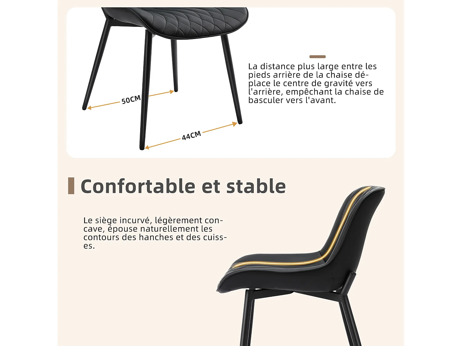Ensemble de 2 Chaises HOMEMiYN en Cuir Noir Résistant aux Éraflures – Confort Optimal et Solidité Assurée