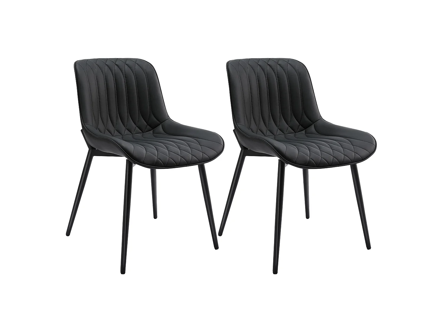Set van 2 HOMEMiYN Dinerstoelen in Zwart Krasvast Kunstleer – Optimaal Comfort, Stevigheid en Ergonomisch Zitgemak