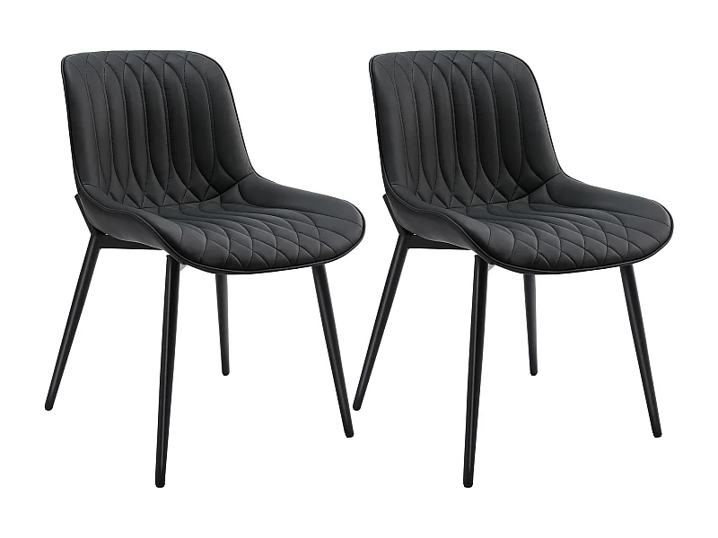 Ensemble de 2 Chaises HOMEMiYN en Cuir Noir Résistant aux Éraflures – Confort Optimal et Solidité Assurée