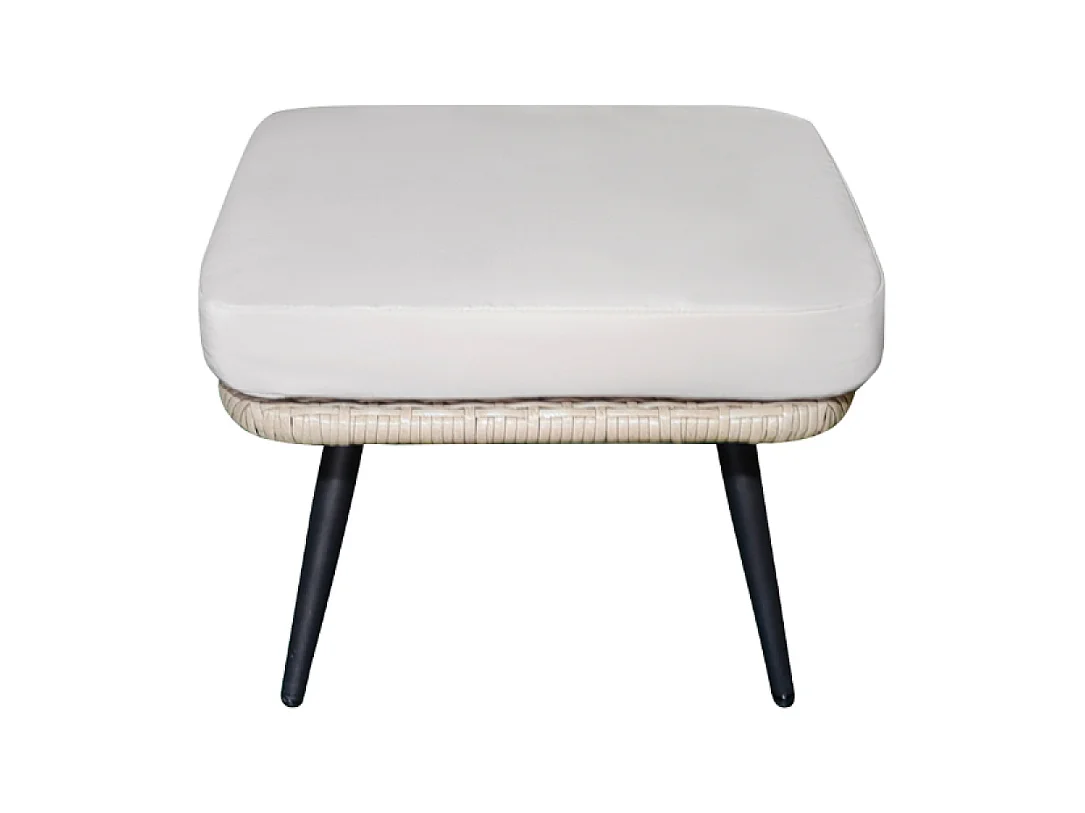 Ensemble d'extérieur : fauteuil suspendu effet rotin et repose-pieds avec coussin beige JANE